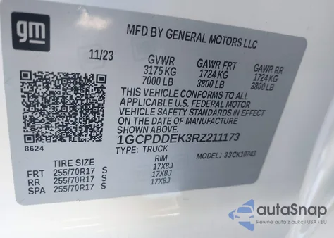 2024 Chevrolet Silverado 1500 4Wd Standard Bed Lt from USA, damaged, VIN 1GCPDDEK3RZ211173
